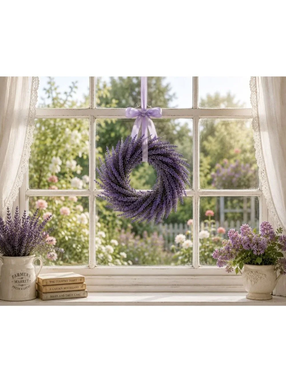 12 Inch Lavender Wreath, Spring Wreath, Summer Wreath, Lavender Door Wreath, Can